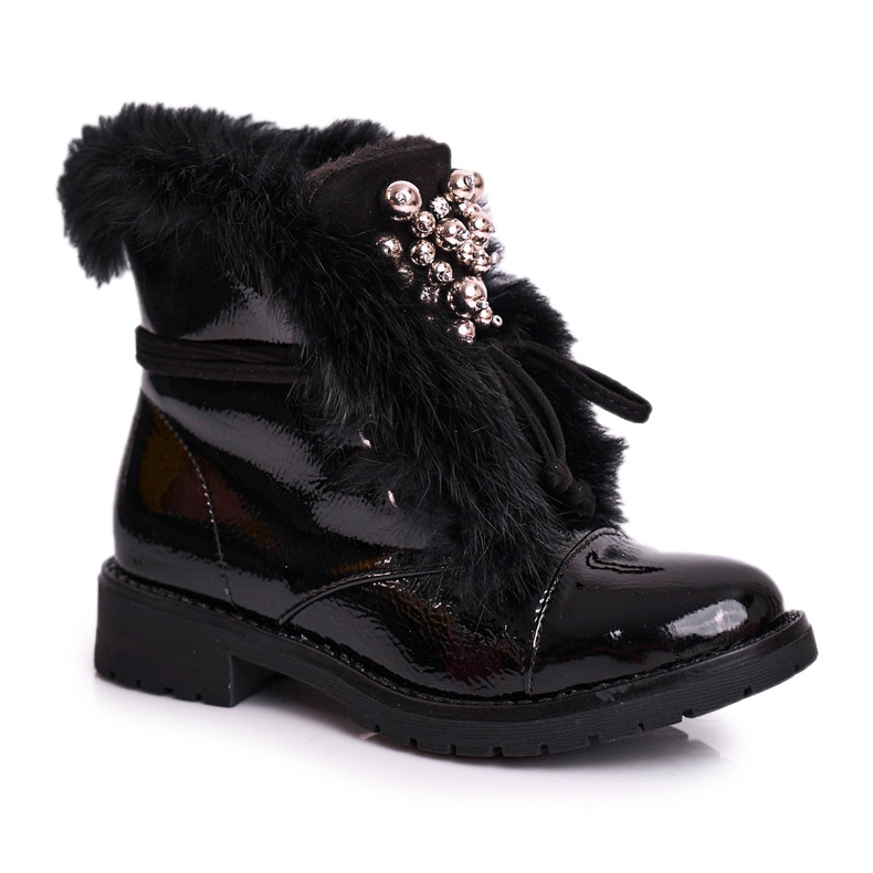 MSMG Cizme pentru copii Lăcuit cald Negru Ella