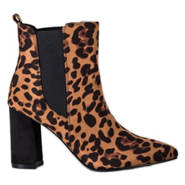 Corina Cizmă cu imprimeu leopard maro multicolor Corina Cizmă cu imprimeu leopard maro multicolor