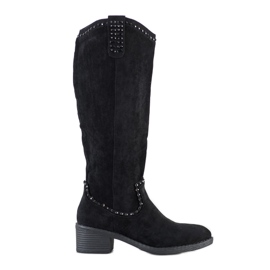 Small Swan Cizme de cowboy cu ornamente negru