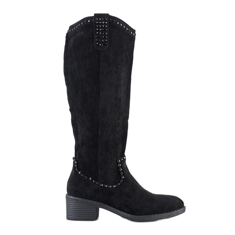 Small Swan Cizme de cowboy cu ornamente negru