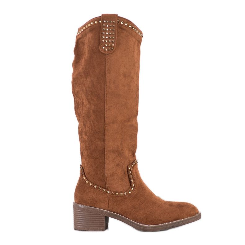 Small Swan Cizme de cowboy cu ornamente maro Small Swan Cizme de cowboy cu ornamente maro