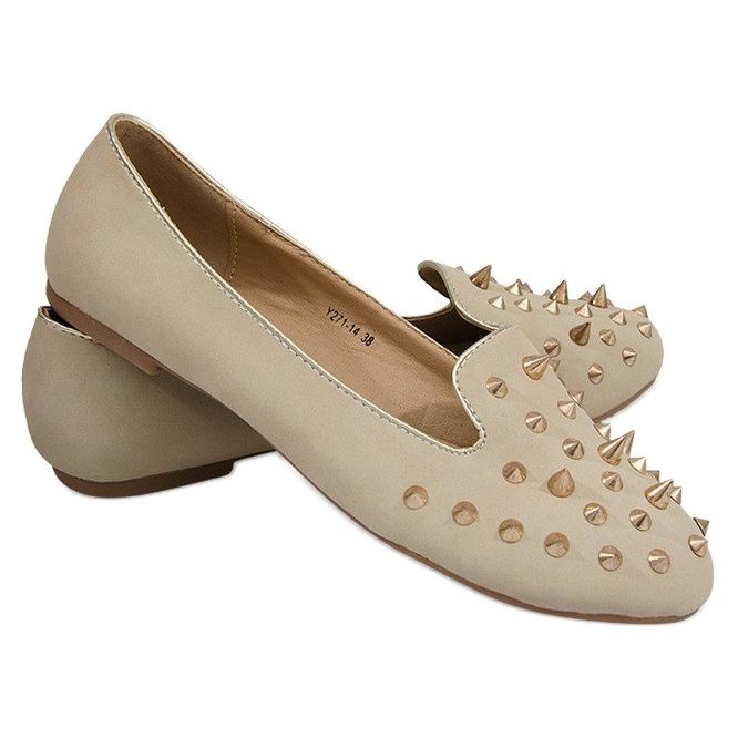 Balerini cu știfturi Y271 Beige Spikes bej