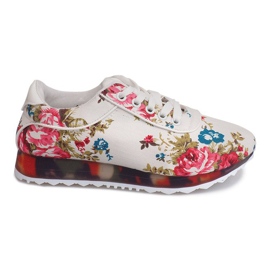Adidași sport cu flori BL282 Alb multicolor Adidași sport cu flori BL282 Alb multicolor