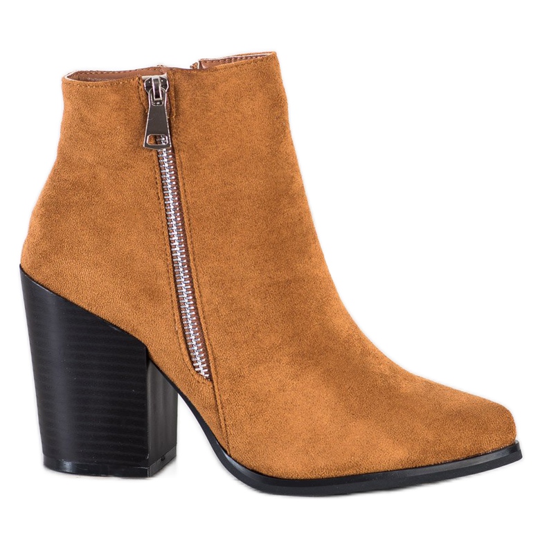 Marquiz Cizme calde cu fermoar decorativ bej galben