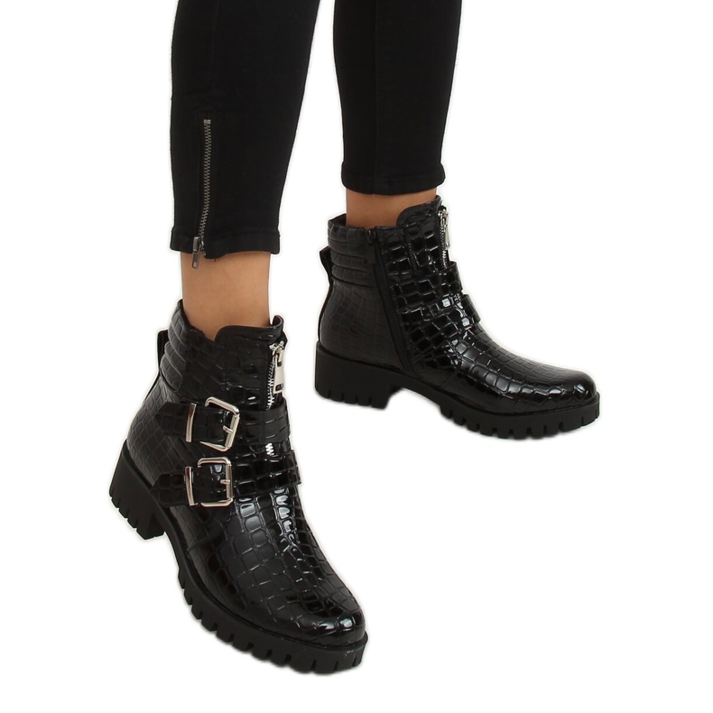 Cizme negre din piele lacată XJ-29 Negre negru