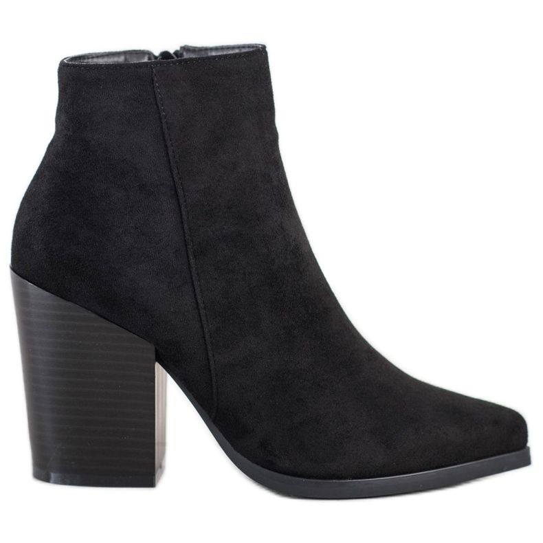 Super Me Cizme negre pe un post larg negru Super Me Cizme negre pe un post larg negru