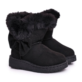 FRROCK Cizme de zăpadă pentru copii Black Vella, cu fund de blană negru FRROCK Cizme de zăpadă pentru copii Black Vella, cu fund de blană negru