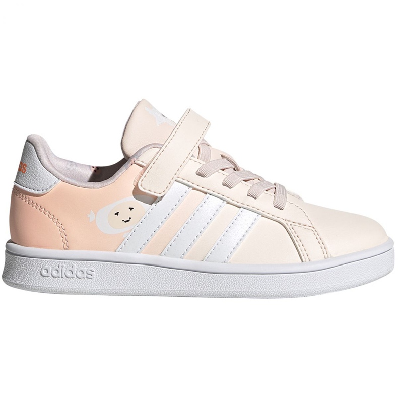 Pantofi Adidas Grand Court C Jr FW4937 ecru roz