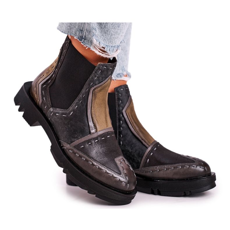 Cizme de piele pentru femei Jodhpur Maciejka Grey 04634-03 bej maro gri Cizme de piele pentru femei Jodhpur Maciejka Grey 04634-03 bej maro gri