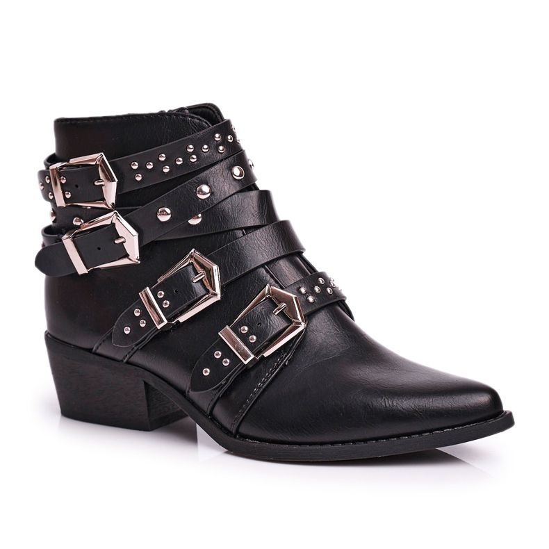 Cizme Cowboy pentru femei cu catarame Black West negru
