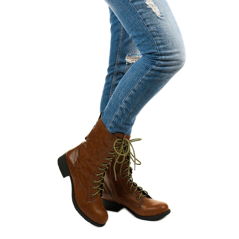 Cizme cu șireturi maro închis S10