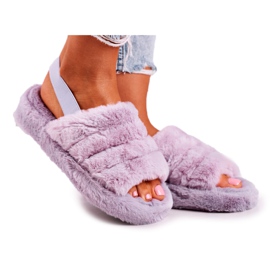 FJ1 Papuci de damă de pe platforma Fulgi de zăpadă Violet din blană FJ1 Papuci de damă de pe platforma Fulgi de zăpadă Violet din blană