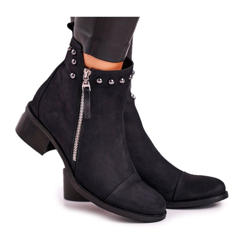 Cizme de damă din piele de căprioară Laura Messi negru 1879