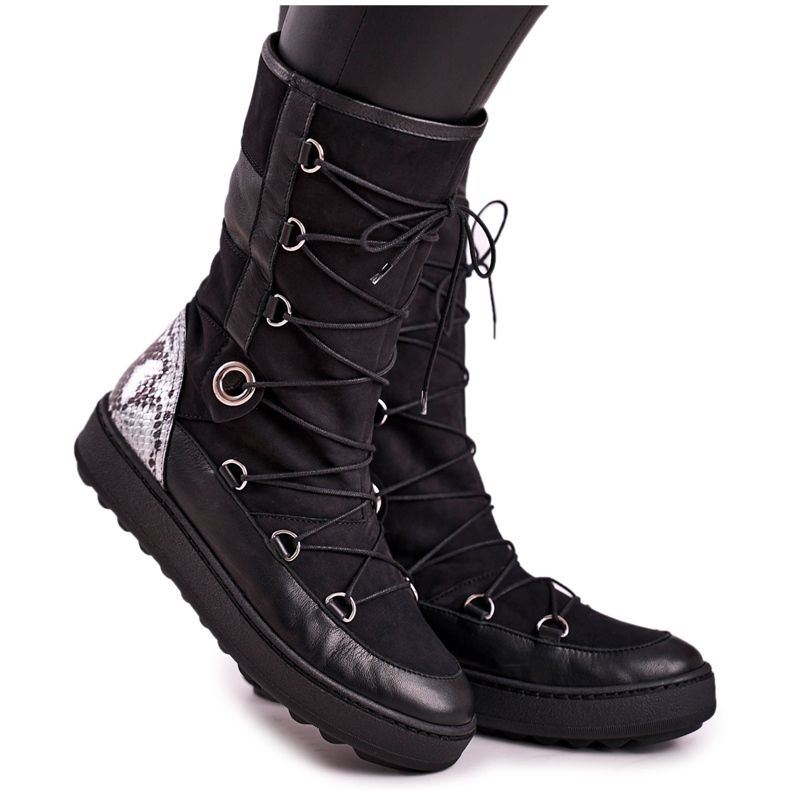 Cizme de piele neagră cu blană Laura Messi 2054 negru