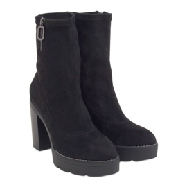 Negru 9513 Cizme negre cu platformă