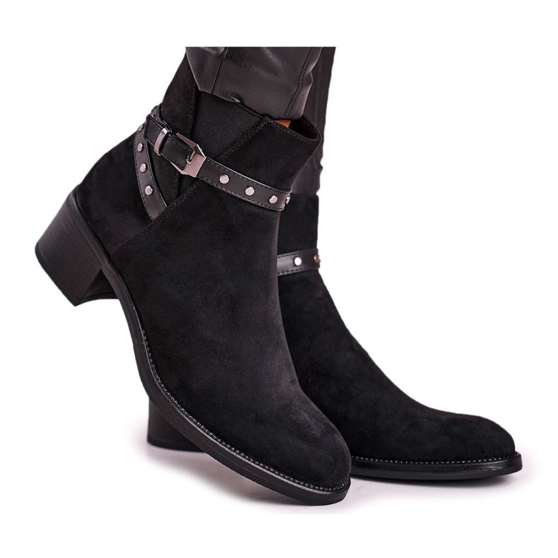 Cizme de damă Sergio Leone Suede Black BT615 negru
