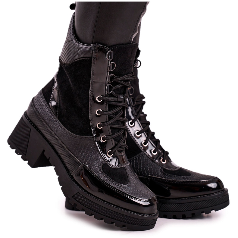 Cizme Muncitori Încălzit Imprimat Animal Negru Helena