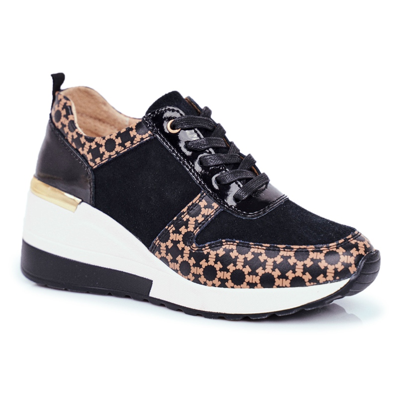 S.Barski Încălțăminte sport pentru femei Adidași Negru Alb Metronus bej de aur