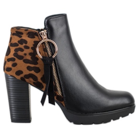 Goodin Cizme cu imprimeu leopard cald maro negru Goodin Cizme cu imprimeu leopard cald maro negru