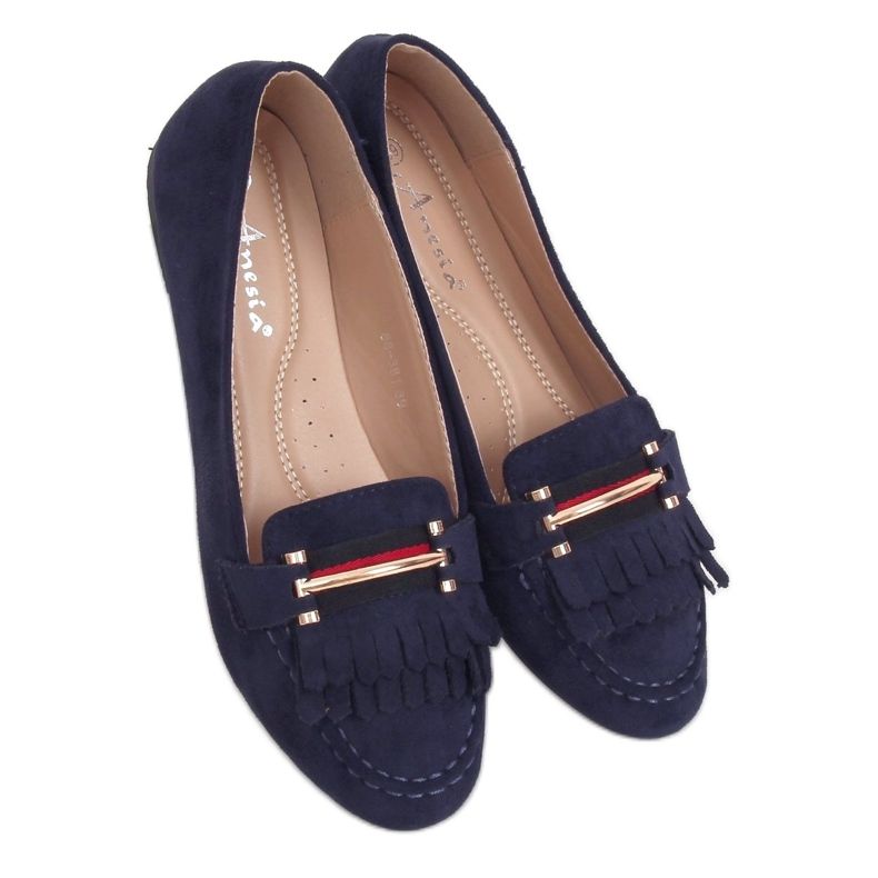 Mocasini dama bleumarin 88-381 Navy albastru marin