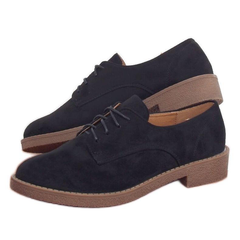 Mocasini TU146 negri cu șireturi negri negru