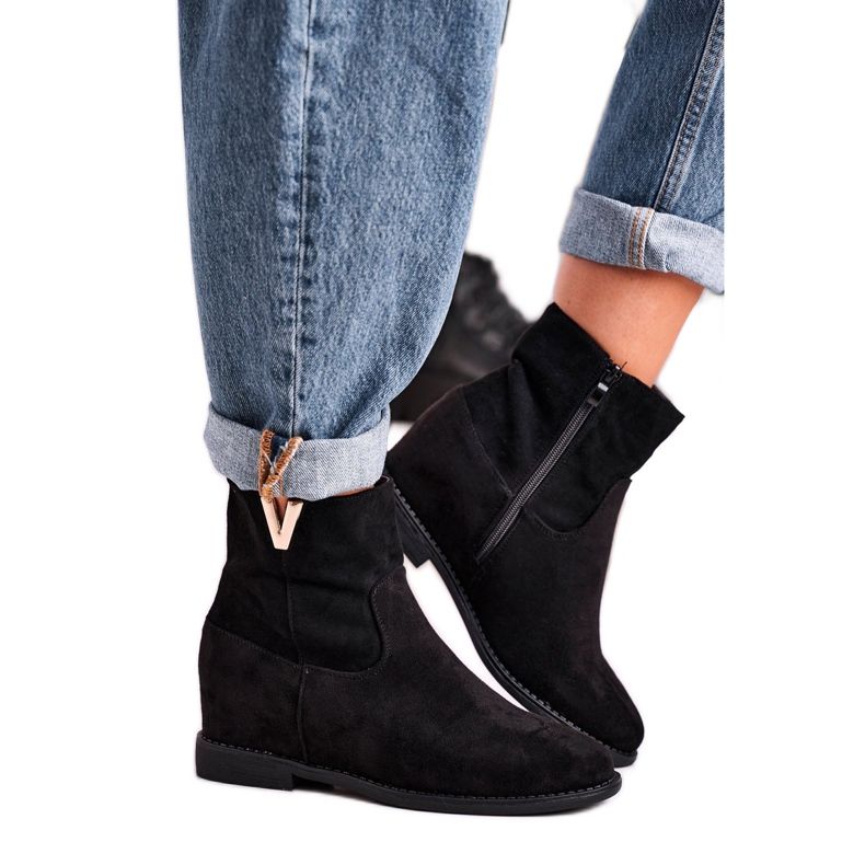 FG1 Cizme de damă piele de căprioară negru Vanya