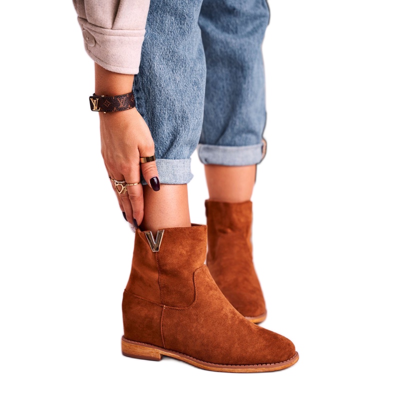 FG1 Cizme de damă piele de căprioară maro Vanya