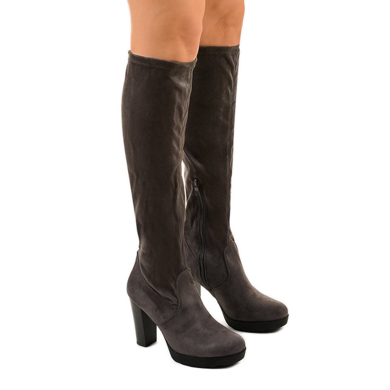 Cizme gri pe post realizate din piele ecologică Funnyfreeze