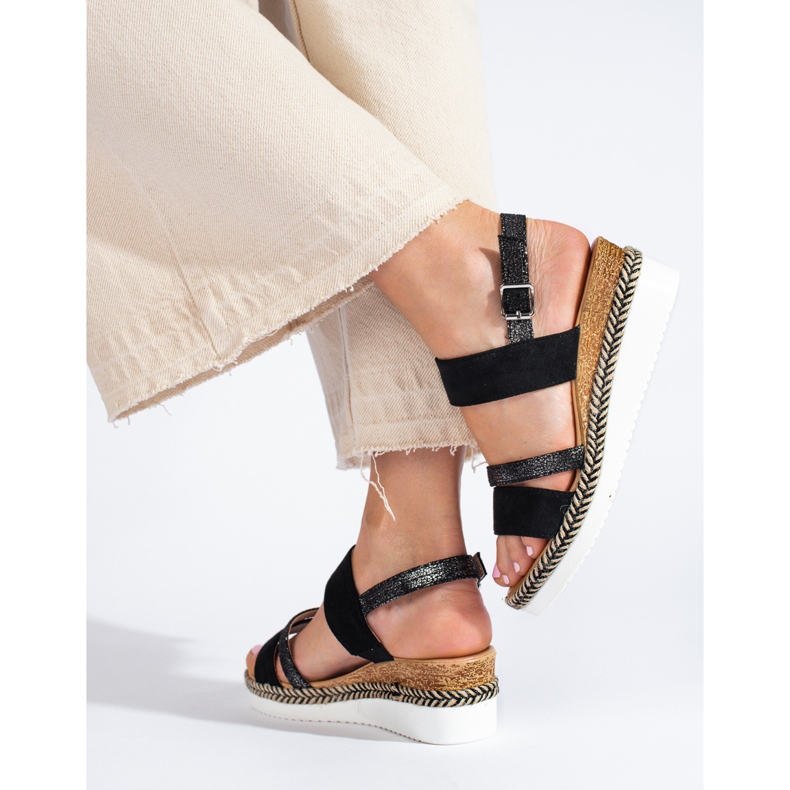 SHELOVET Sandale cu pană de damă negre negru 1