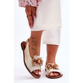 Sandale Plate Nicole 2805/064 Aur de aur 1 Sandale Plate Nicole 2805/064 Aur de aur 1