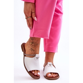 Sandale Damă Cu Toc Plat Nicole 2806/009 Alb 1