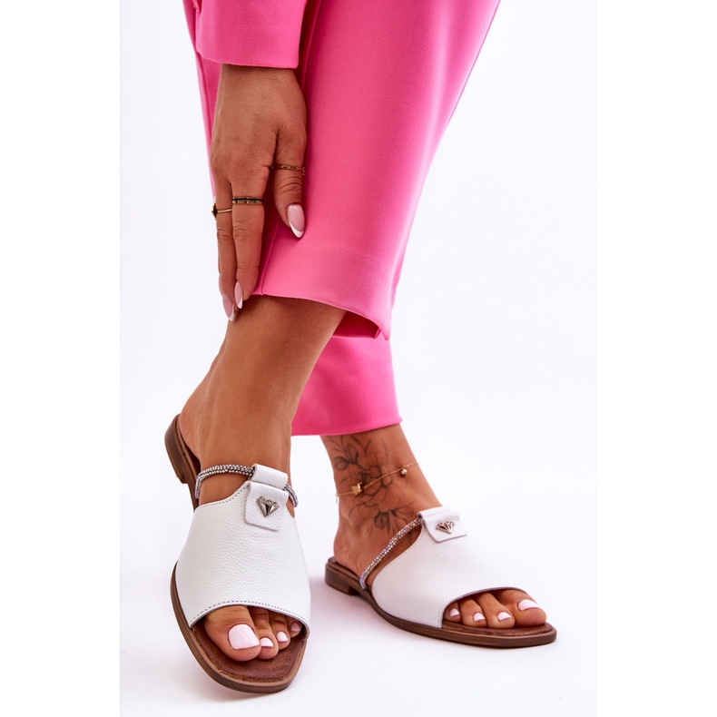 Sandale Damă Cu Toc Plat Nicole 2806/009 Alb 2