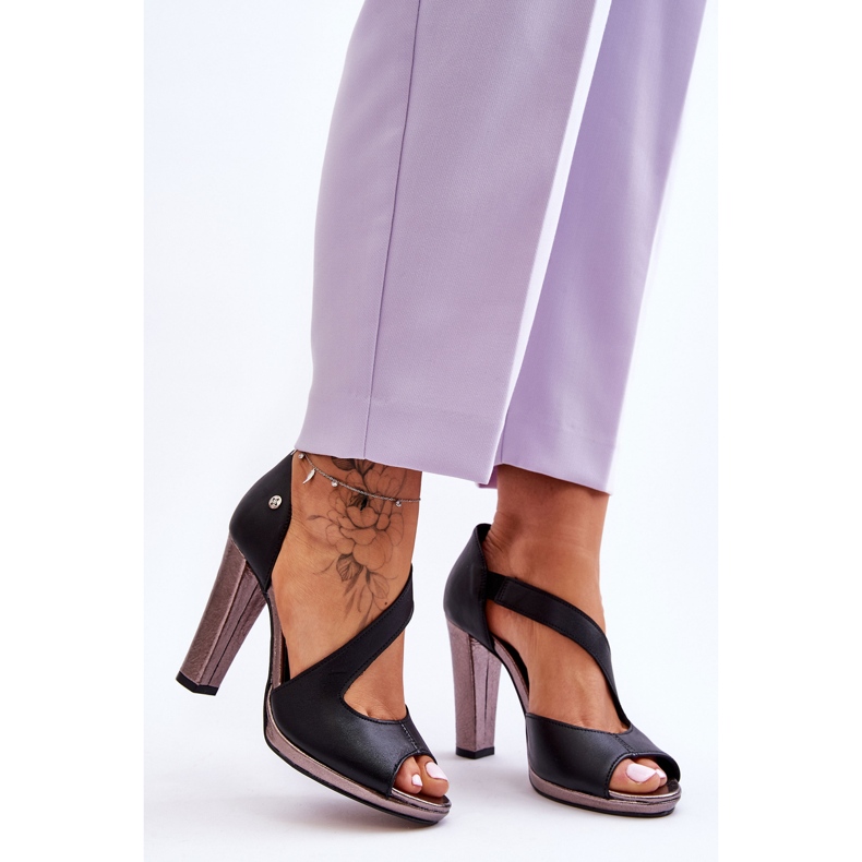 Sandale din piele cu tocuri slip-on Maciejka 06083-01 Negru 1