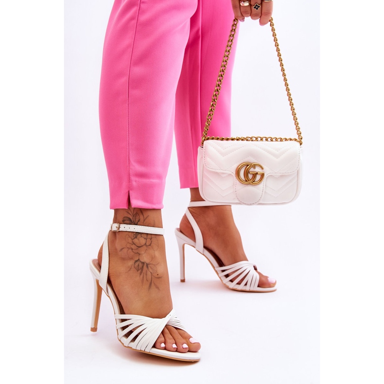 Sandale de damă cu toc alb My Darling 1