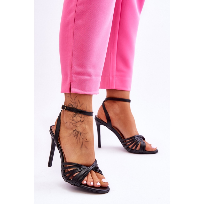 Sandale de damă cu toc înalt negru My Darling 2