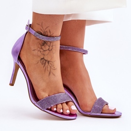 Sandale De Damă Pe Toc Înalt Cu Bijuterii Purple Perfecto violet 1