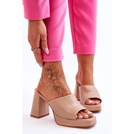 Tocuri înalte din piele Livesa bej 1