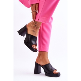 Papuci din piele cu toc inalt Livesa negri negru 1