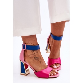 Sandale Elegante Toc Inalt Roz Si Albastru Sorel 2