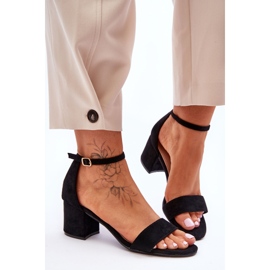 Sandale clasice din piele intoarsa cu toc mic luna de miere negre negru 1