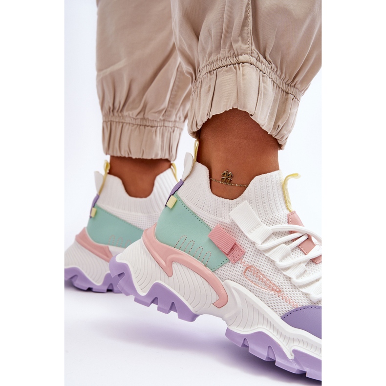 PS1 Pantofi de damă cu șosete alb/violet Keaton 2