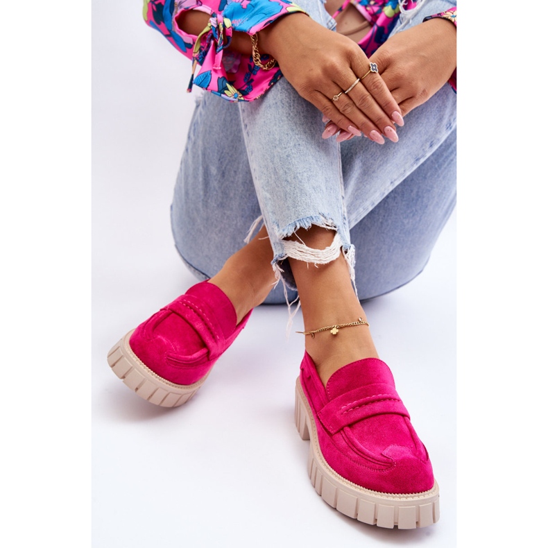 Pantofi slip-on damă din piele intoarsa Fuchsia Fiorell roz 1