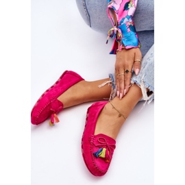 PS1 Mocasini din piele intoarsa cu fundita si franjuri Fuchsia Dorine roz 2 PS1 Mocasini din piele intoarsa cu fundita si franjuri Fuchsia Dorine roz 2