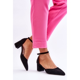 Pompe din piele intoarsa cu toc Black Promise negru 2