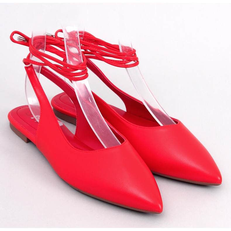 Balerini Jody Red cu șireturi cu toc deschis roșu 1 Balerini Jody Red cu șireturi cu toc deschis roșu 1