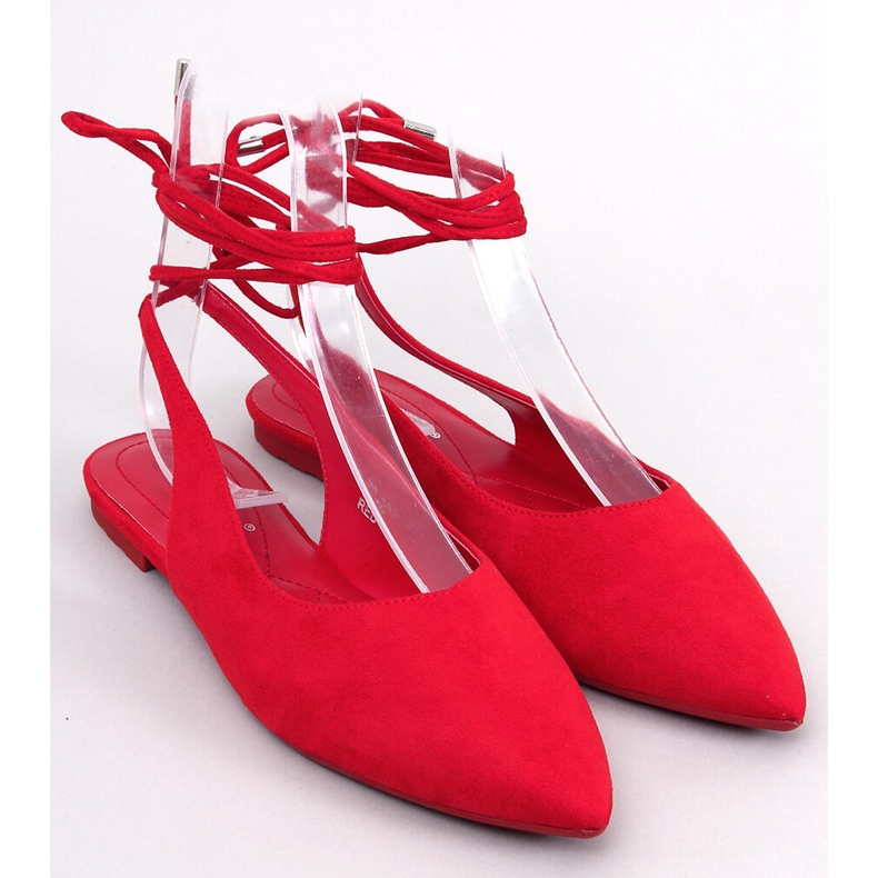 Balerini roșii Pirson cu toc deschis roșu 1