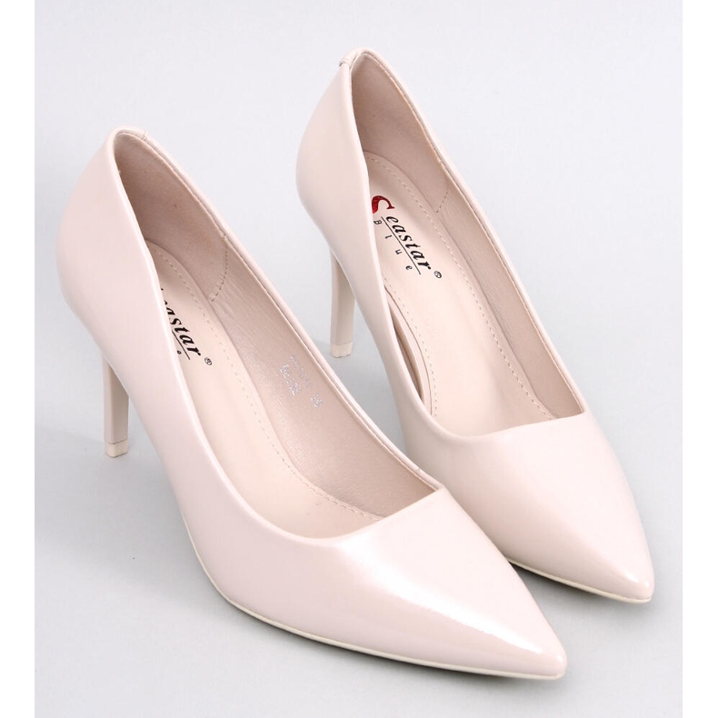 Pompe stiletto lăcuite Charlotte Beige bej 1