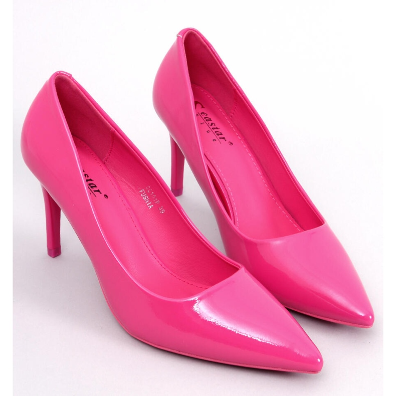 Pompe stiletto lăcuite Charlotte Fuchsia roz 1