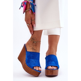 Flip-flops ușoare pe o platformă masivă Blue Good Vibe albastru 5
