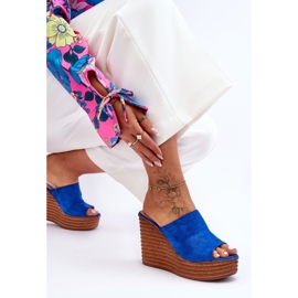 Flip-flops ușoare pe o platformă masivă Blue Good Vibe albastru 2